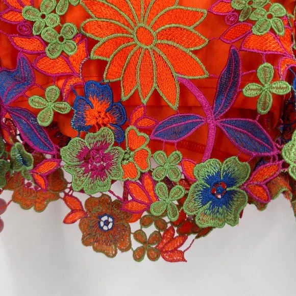 Akira Iris Orange Floral Embroidered Lace Shorts Size S Hot Pants Party Colorful - Picture 10 of 10